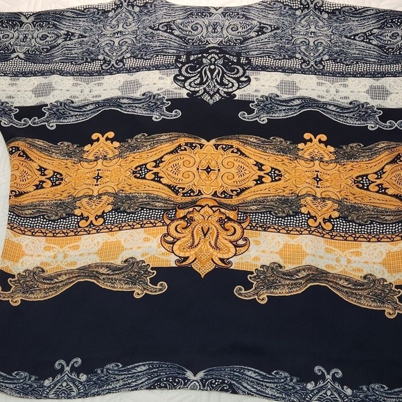 Alfani Blouse/shirt Womens Navy White Orange Loose Flowy Fit Light Boho 14W - Picture 6 of 12